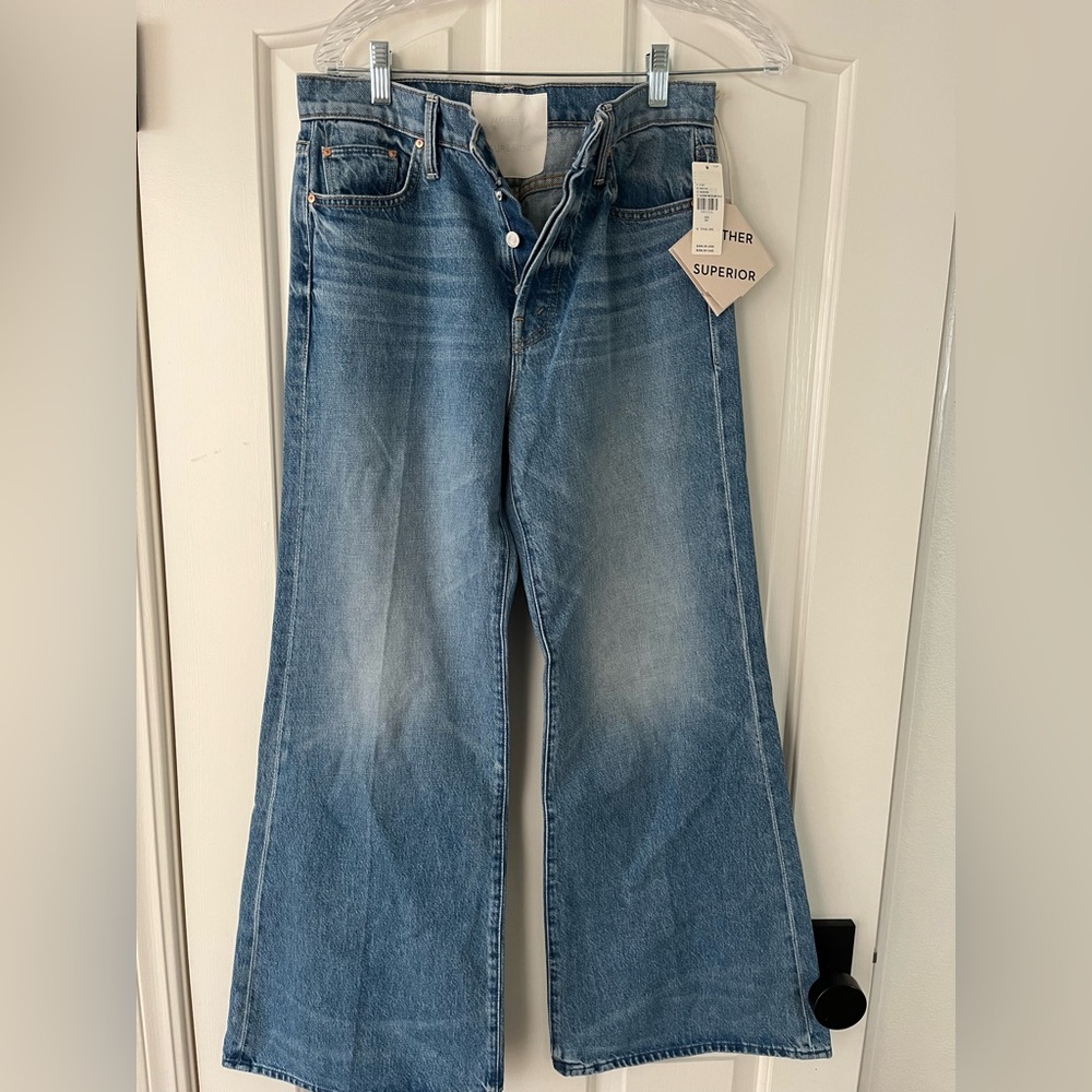MOTHER SUPERIOR The Tomcat Roller High-Rise Wide-Leg Jeans, Size 28